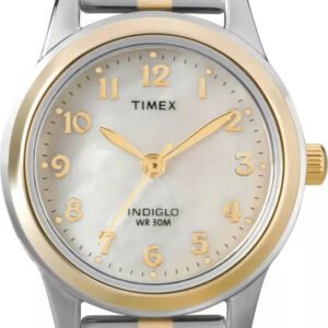 Reloj Timex T2m828 Mujer Plateado - Dorado Correa Expandible Blanco