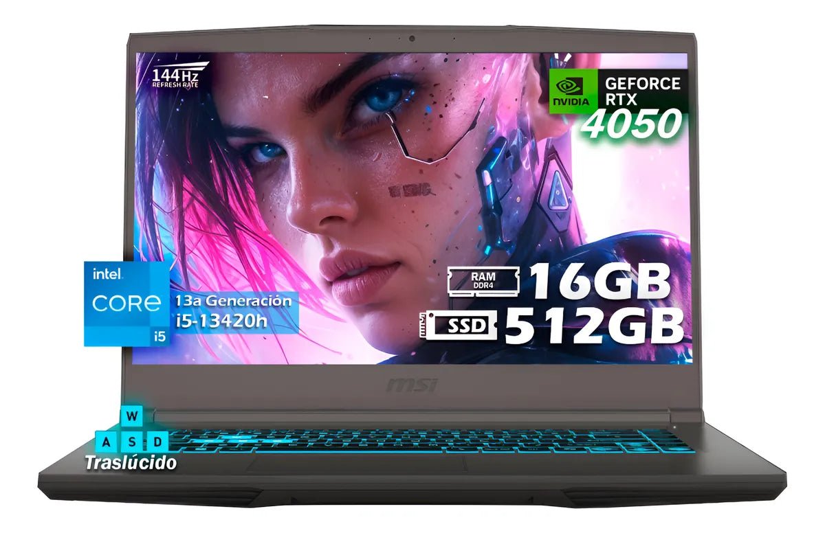 Laptop Msi Gamer 15 Core I5 13420h Rtx 4050 16gb 512gb Ssd - Gris