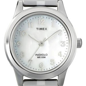 Women's Timex Essex Avenue Mother Of Pearl Expansion Correa Plateado Bisel Plateado Fondo Plateado