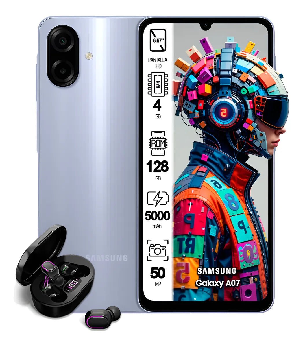 Celular Samsung Galaxy A07 Dual Sim 4gb Ram 128gb + Kit Violeta